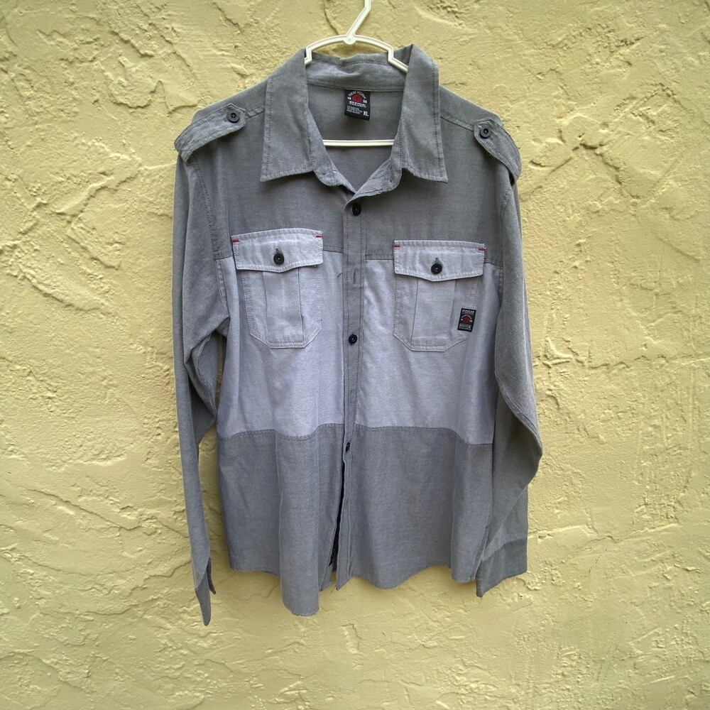 Vintage Enyce Men's long sleeve utility style shirt Grey Colorblocked sz XL